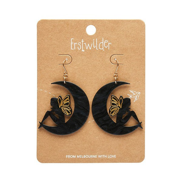 Erstwilder - Fairy Moon Drop Earrings - Black - 20th Century Artifacts