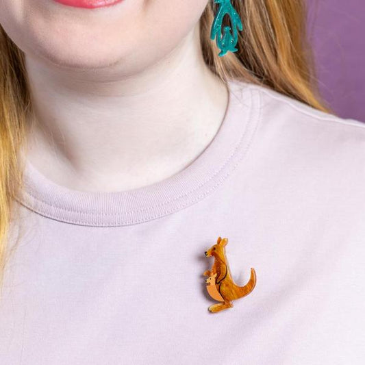 Erstwilder - Kangaroos Simplified Mini Brooch - 20th Century Artifacts