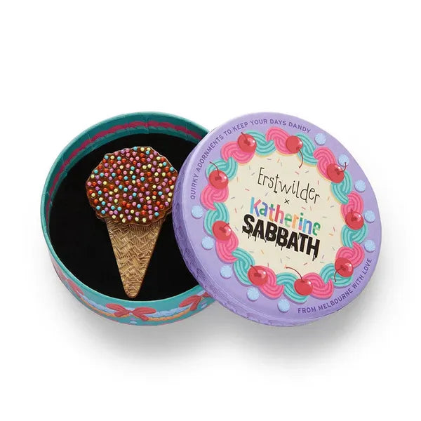 Erstwilder - Katherine Sabbath - Ice Cream Cake Cone Brooch (Sprinkles) - 20th Century Artifacts