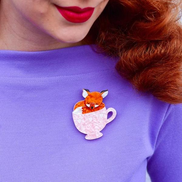 Erstwilder - Mug Full of Hugs Fox Brooch (2020) - 20th Century Artifacts