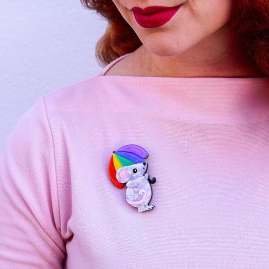 Erstwilder - Rainbow Rain Mouse Brooch (2020) - 20th Century Artifacts