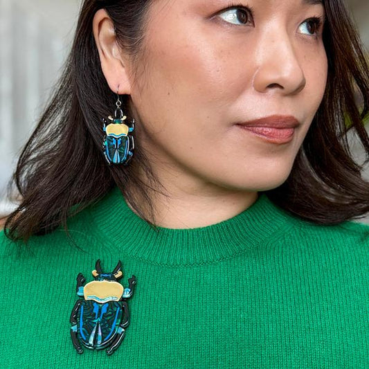 Erstwilder - Ruby the Rainbow Stag Beetle Brooch - 20th Century Artifacts