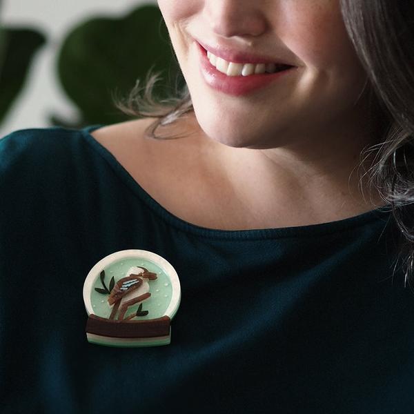 Erstwilder - Seasonal Merriment Snowdome Brooch (2021) - 20th Century Artifacts