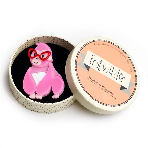 Erstwilder - Short-Sighted Sophie Gorilla Brooch (2018) pink - 20th Century Artifacts