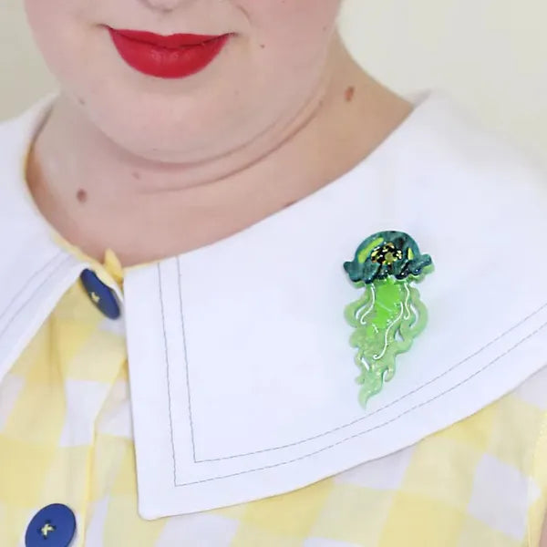 Erstwilder - Slippin' Under Jellyfish Brooch (green) - 20th Century Artifacts