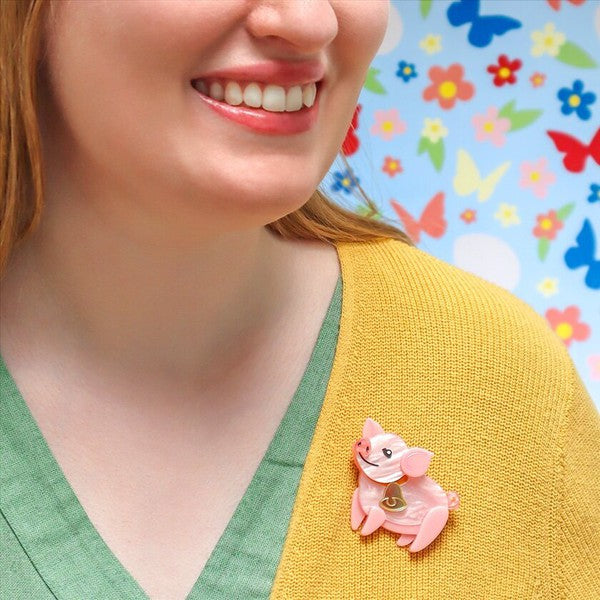 Erstwilder - That'll Do Pig Brooch - 20th Century Artifacts