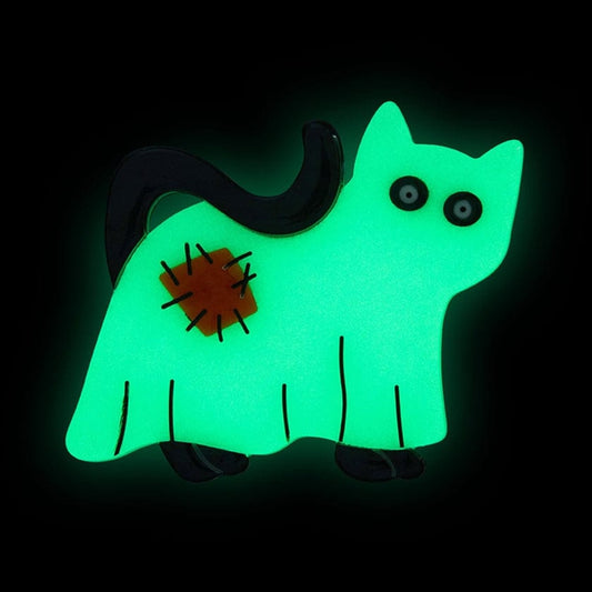 Erstwilder - A Most Ghostly Kitty GITD Brooch - 20th Century Artifacts