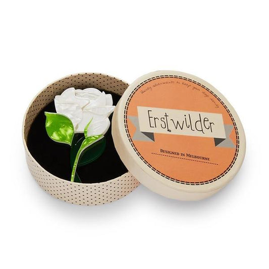 Erstwilder - Budding Romance Rose Brooch (2019) white - 20th Century Artifacts