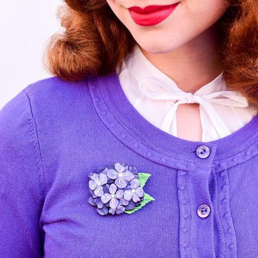 Erstwilder - Heartfelt Hydrangea Brooch (2020) purple - 20th Century Artifacts