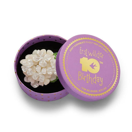 Erstwilder - Heartfelt Hydrangea Brooch (2021) (white) - 20th Century Artifacts