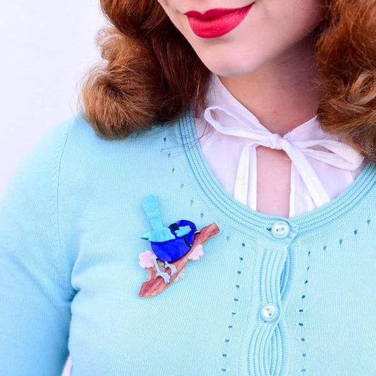 Erstwilder - Phoebe the Fairy Wren Brooch (2020) - 20th Century Artifacts