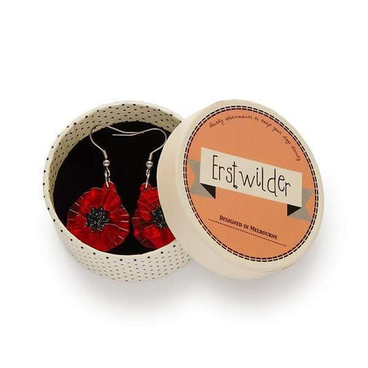 Erstwilder - Poppy Field Drop Earrings - Red - 20th Century Artifacts