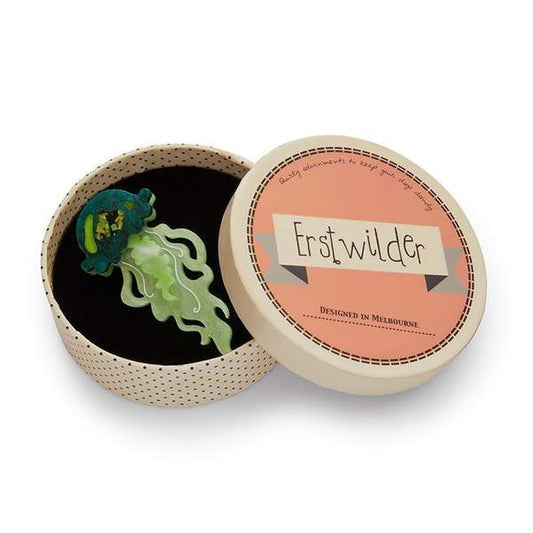 Erstwilder - Slippin' Under Jellyfish Brooch (green) - 20th Century Artifacts