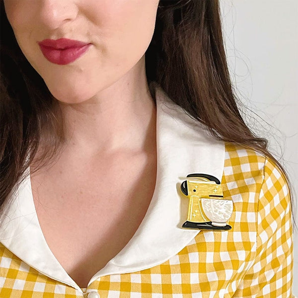 Erstwilder - Spin Me Right Round Brooch (Yellow) - 20th Century Artifacts