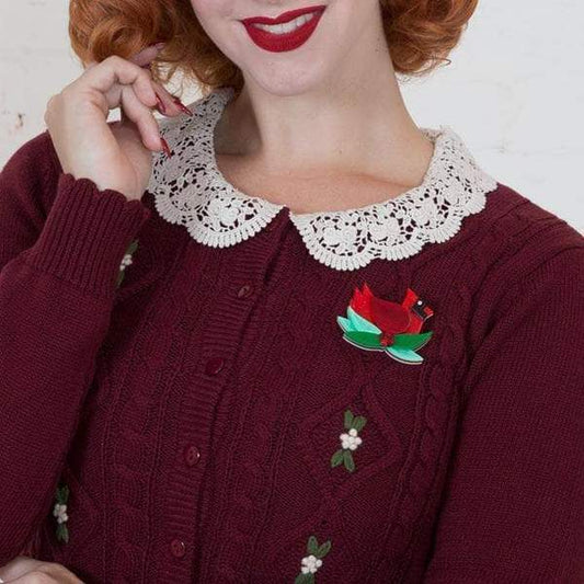 Erstwilder - The Christmas Cardinal Brooch - 20th Century Artifacts
