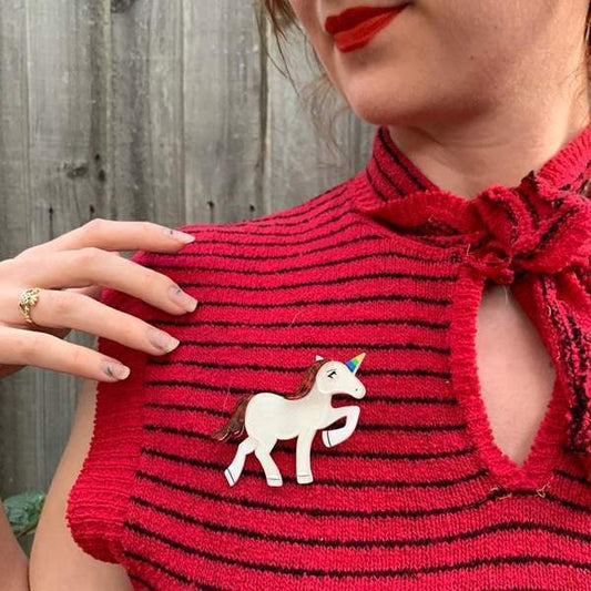 Erstwilder - Ula the Unicorn Brooch (2018) red - 20th Century Artifacts