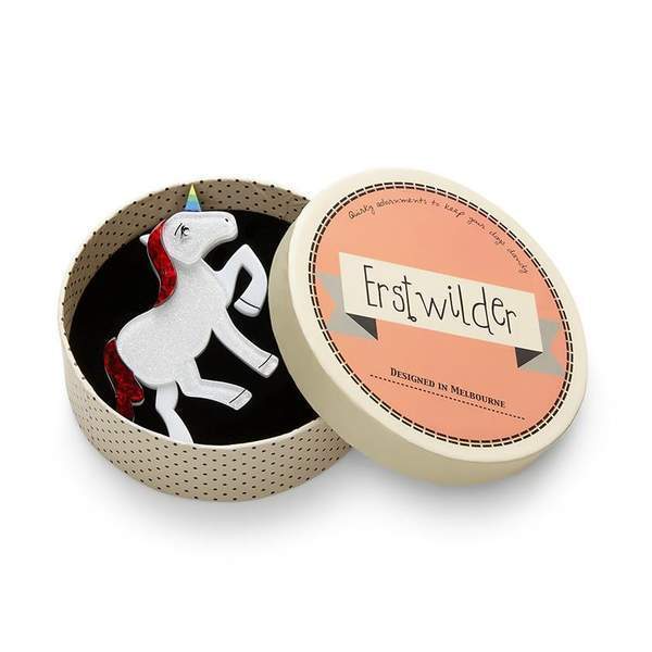 Erstwilder - Ula the Unicorn Brooch (2018) red - 20th Century Artifacts