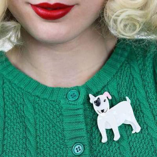 Erstwilder - Willie the White Bull Terrier Dog Brooch (2017) - 20th Century Artifacts