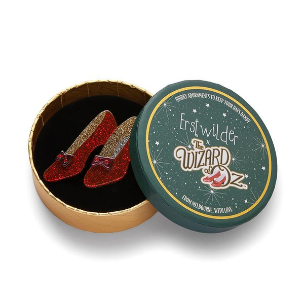 Erstwilder - Wizard of Oz - Ruby Slippers Brooch - 20th Century Artifacts