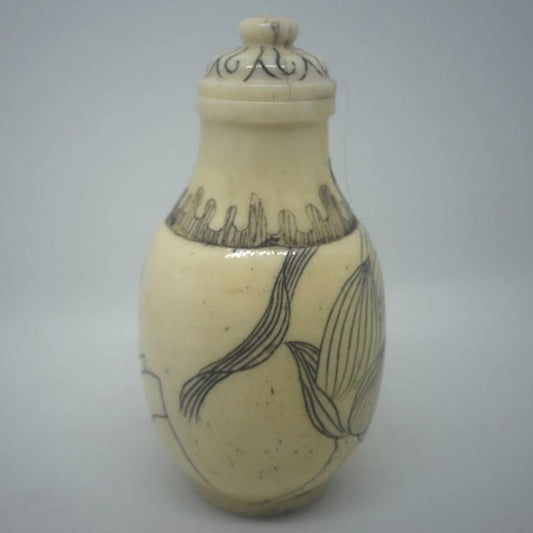 Snuff Bottle - Carved Bone Erotic Lady 4 of 5 - 20th Century Artifacts