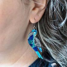 Load image into Gallery viewer, Erstwilder - A Budgie Named Chirp Drop Earrings (Clare Youngs) - 20th Century Artifacts