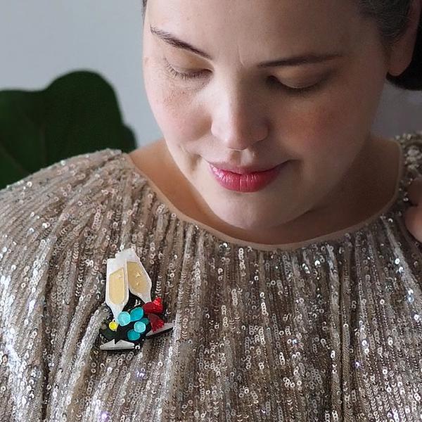 Erstwilder - A Champagne Christmas Brooch (2021) - 20th Century Artifacts