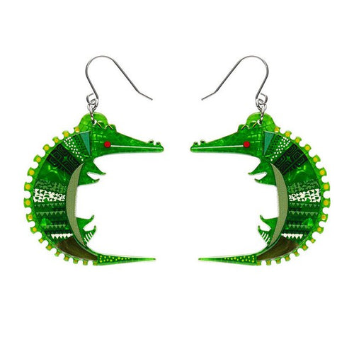 Erstwilder - A Crocodile Named Growl Drop Earrings (Clare Youngs) - 20th Century Artifacts