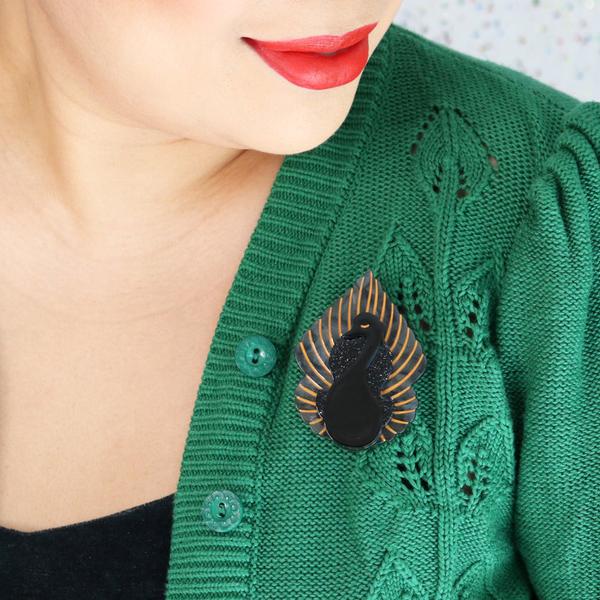 Erstwilder - Ailes Noires Black Swan Brooch (2021) - 20th Century Artifacts