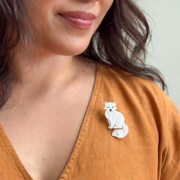 Erstwilder - Arctic Fox Simplified Mini Brooch - 20th Century Artifacts
