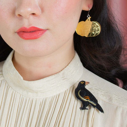 Erstwilder - Black as Night Raven Brooch - 20th Century Artifacts
