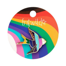Load image into Gallery viewer, Erstwilder - Bluebird of Happiness For All Enamel Pin - 20th Century Artifacts