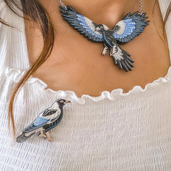 Erstwilder - Brooke Sutton - Kulpurru Magpie Brooch - 20th Century Artifacts