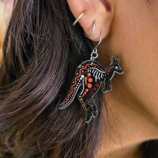 Erstwilder - Brooke Sutton - Matjumpa Ritjinguthinha Kangaroo Drop Earrings - 20th Century Artifacts
