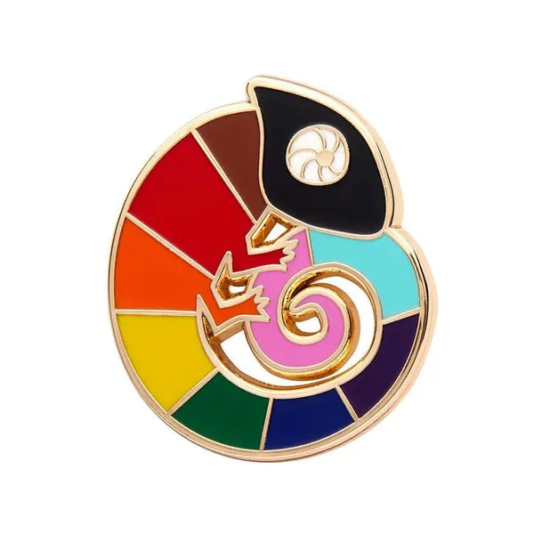 Erstwilder - Carmel's Colourful Chameleon Enamel Pin - 20th Century Artifacts