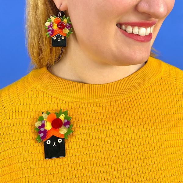 Erstwilder - Catmen Miranda Brooch (Terry Runyan 1) - 20th Century Artifacts