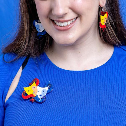 Erstwilder - Comedy & Tragedy Brooch - 20th Century Artifacts