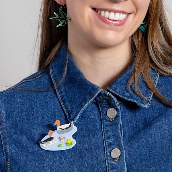 Erstwilder - Duck and Drakes Brooch - 20th Century Artifacts
