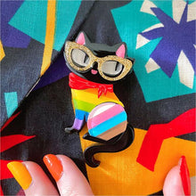 Load image into Gallery viewer, Erstwilder - Elissa the Rainbow Cat Brooch - 20th Century Artifacts