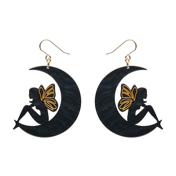 Erstwilder - Fairy Moon Drop Earrings - Black - 20th Century Artifacts