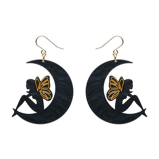 Erstwilder - Fairy Moon Drop Earrings - Black - 20th Century Artifacts
