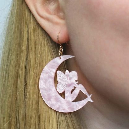 Erstwilder - Fairy Moon Drop Earrings - Pink - 20th Century Artifacts