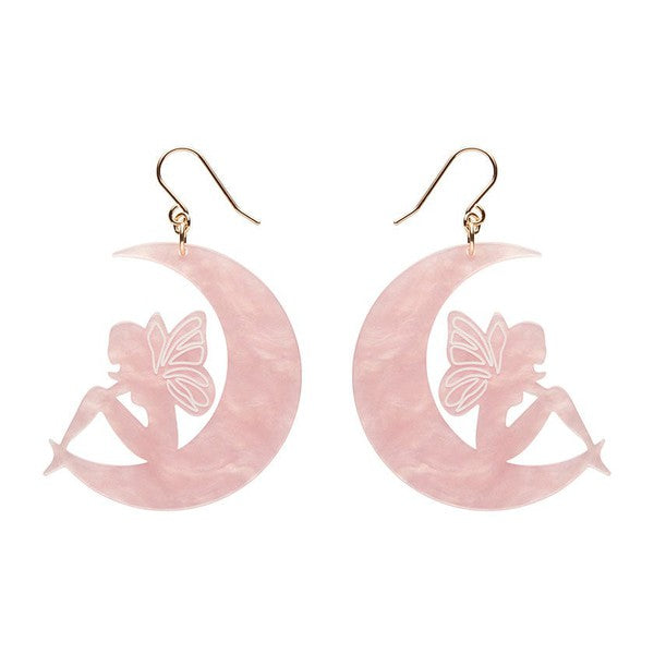 Erstwilder - Fairy Moon Drop Earrings - Pink - 20th Century Artifacts
