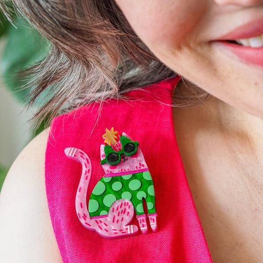 Erstwilder - Feline Fab-Yule-Us Brooch - 20th Century Artifacts