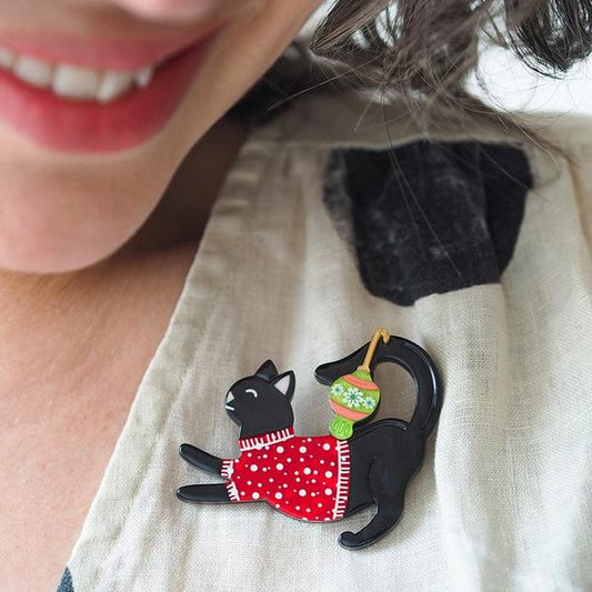 Erstwilder - Feline Festive Brooch - 20th Century Artifacts