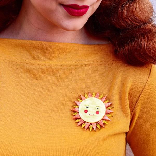Erstwilder - Golden Ray Sun Brooch (2020) - 20th Century Artifacts
