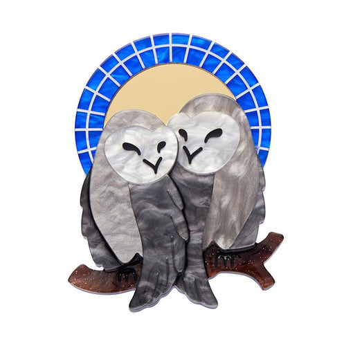 Erstwilder - Good Omens Owls Brooch - 20th Century Artifacts