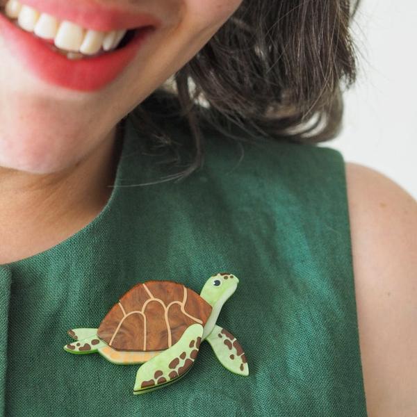 Erstwilder - Green Turtle Brooch (2025) - 20th Century Artifacts