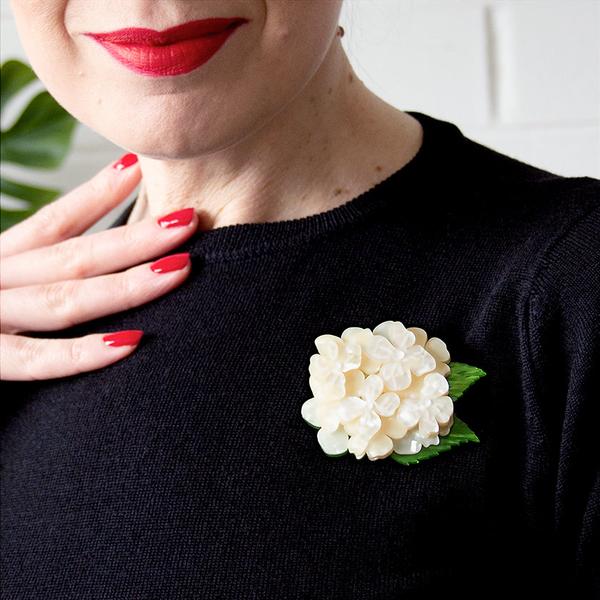Erstwilder - Heartfelt Hydrangea Brooch (2021) (white) - 20th Century Artifacts
