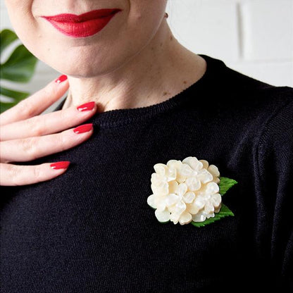 Erstwilder - Heartfelt Hydrangea Brooch (2021) (white) - 20th Century Artifacts