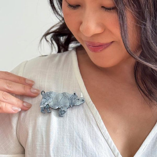 Erstwilder - Javan Rhino Brooch - 20th Century Artifacts
